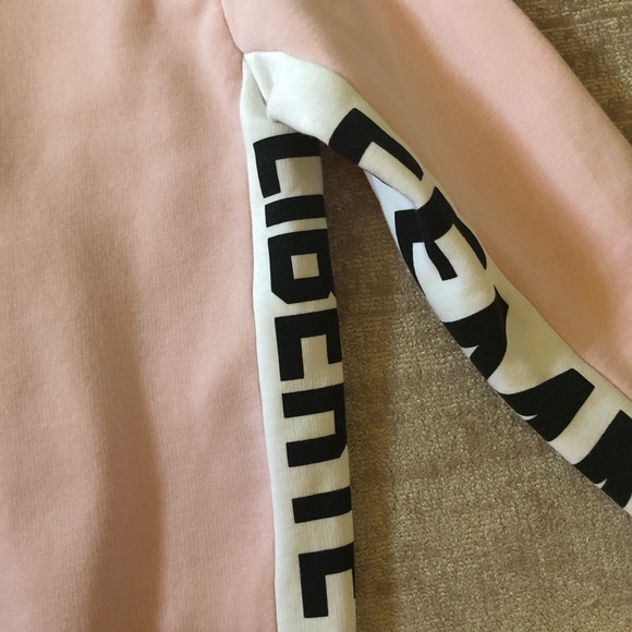 TopShop Pale Pink/Black/White Raw Hem Sweatshirt - Picture 3 of 4